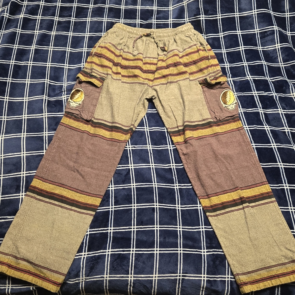Grateful Dead Gypsy Rose MENS Striped Pants in Brown and Tan